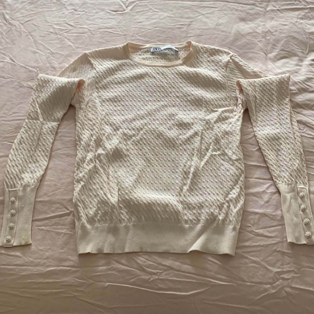 Zara long sleeve top (cream/blush color)